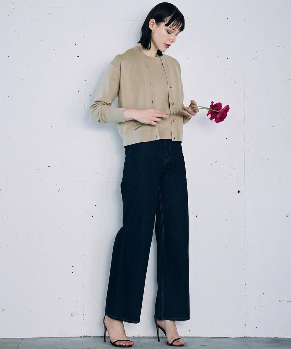 自由区 【カトリエムブーケ】Coton soie Denim ワイドストレートデニムパンツ 