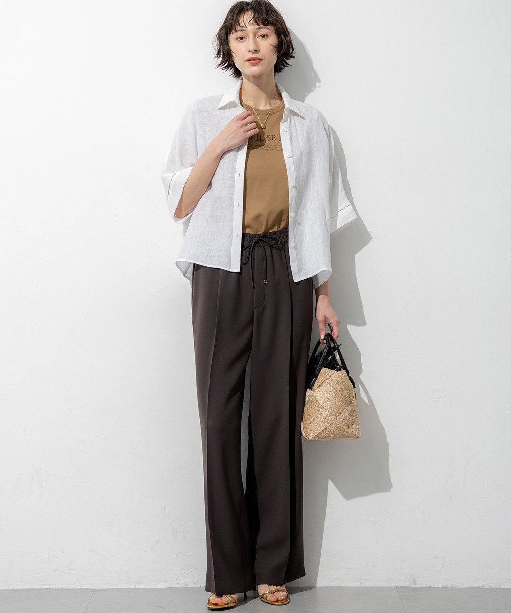 23区 S 【接触冷感/UVカット/吸水速乾】ストレッチジョーゼット ワイド パンツ 