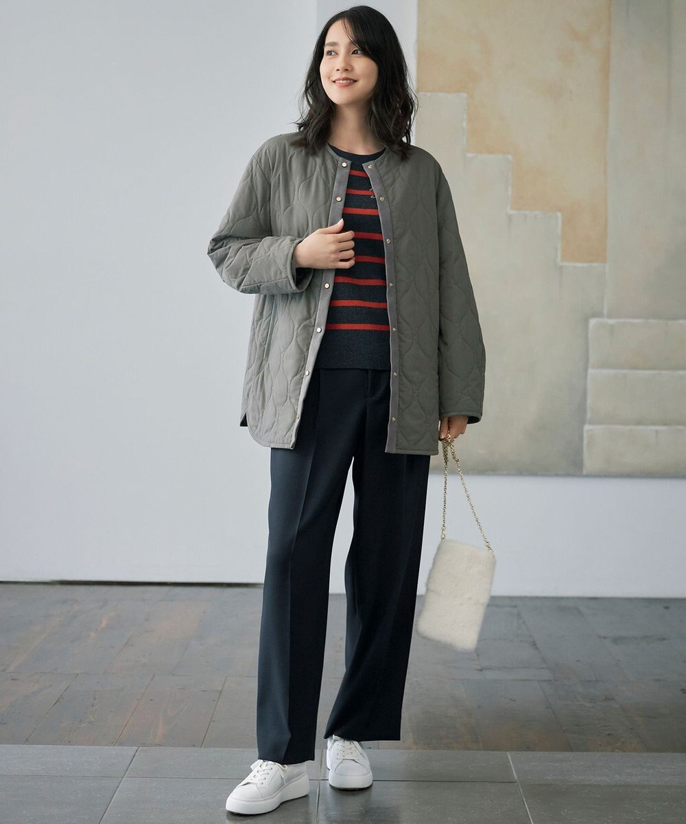 自由区 S 【洗える】コットンウールハイゲージボーダー ニット 