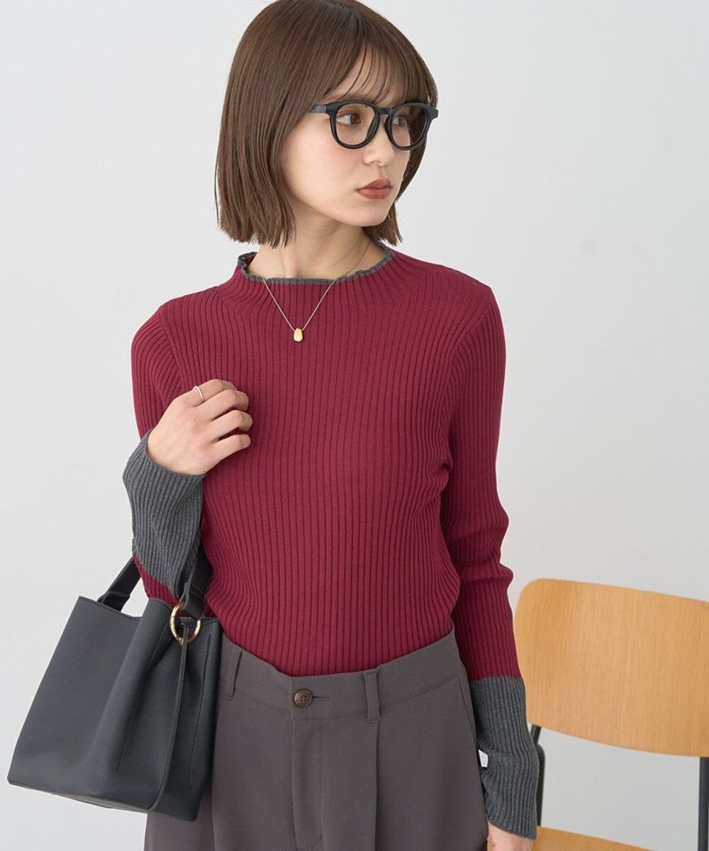 earth music&ecology ハイネックリブニットプルオーバー 