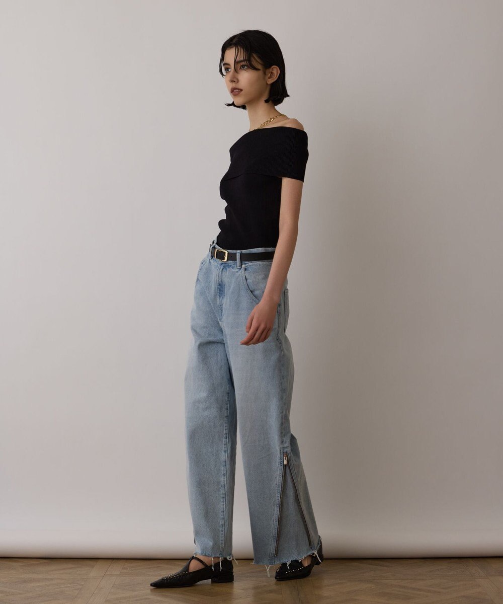 GRACE CONTINENTAL オフショルリブニットトップ 