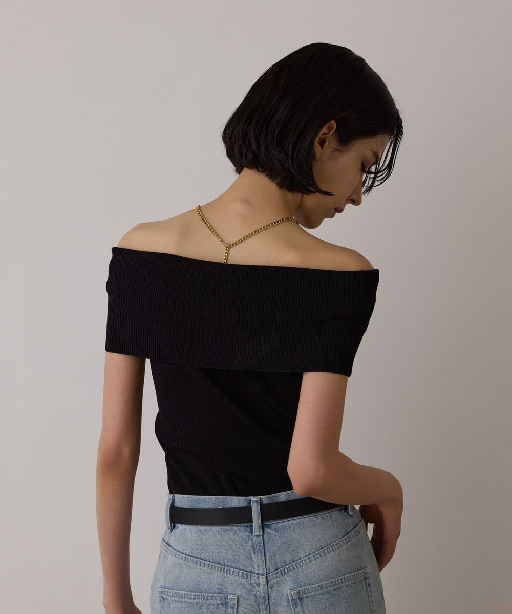 GRACE CONTINENTAL オフショルリブニットトップ 