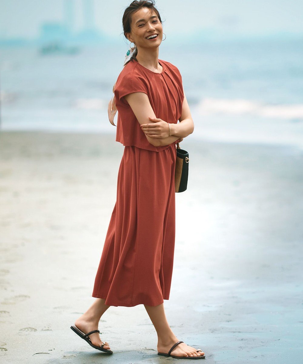 23区 【洗える】ドライコットンジャージー レイヤードワンピース 