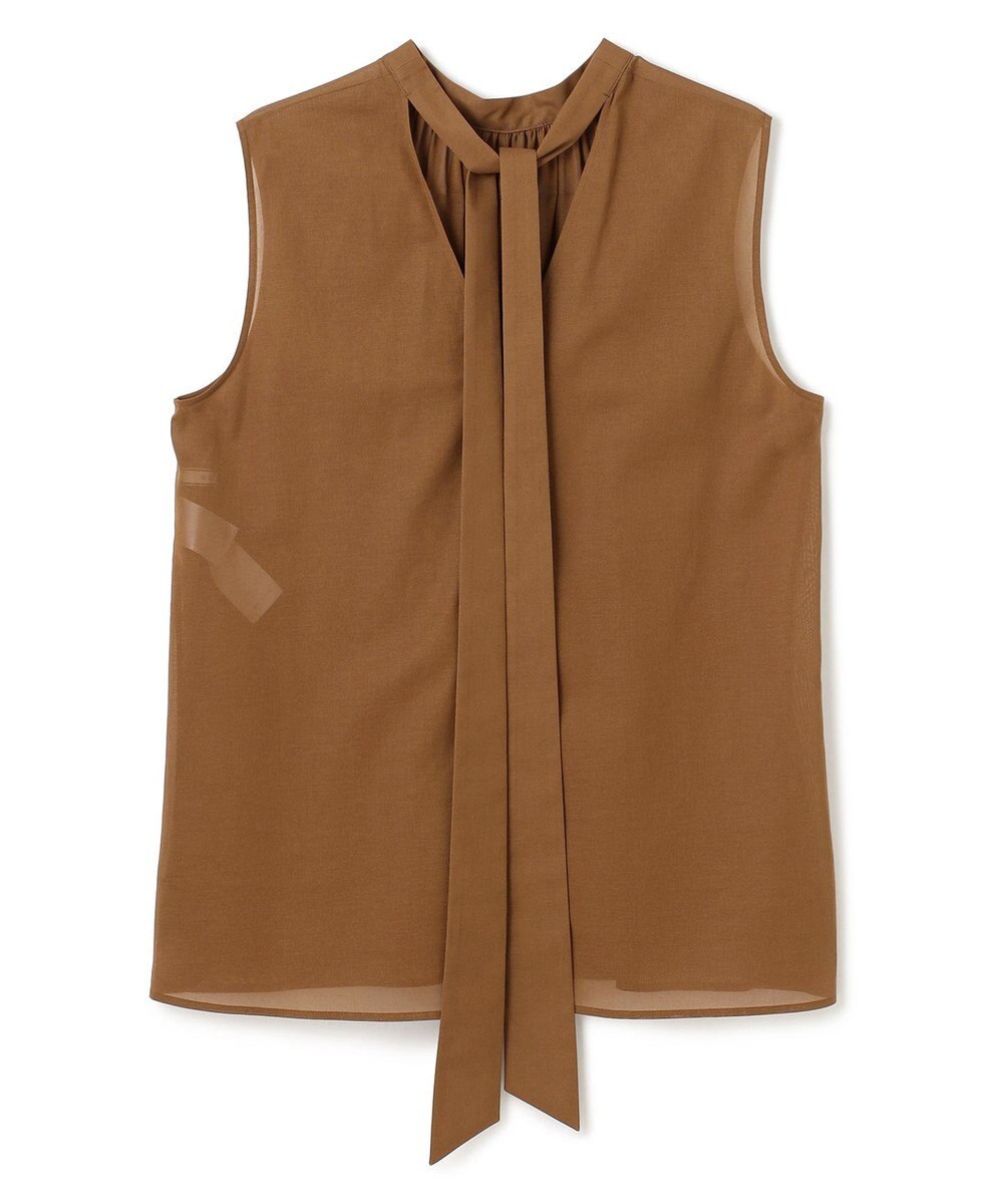 BEIGE， 【洗える】BAC / コットンバックボウタイノースリーブブラウス 