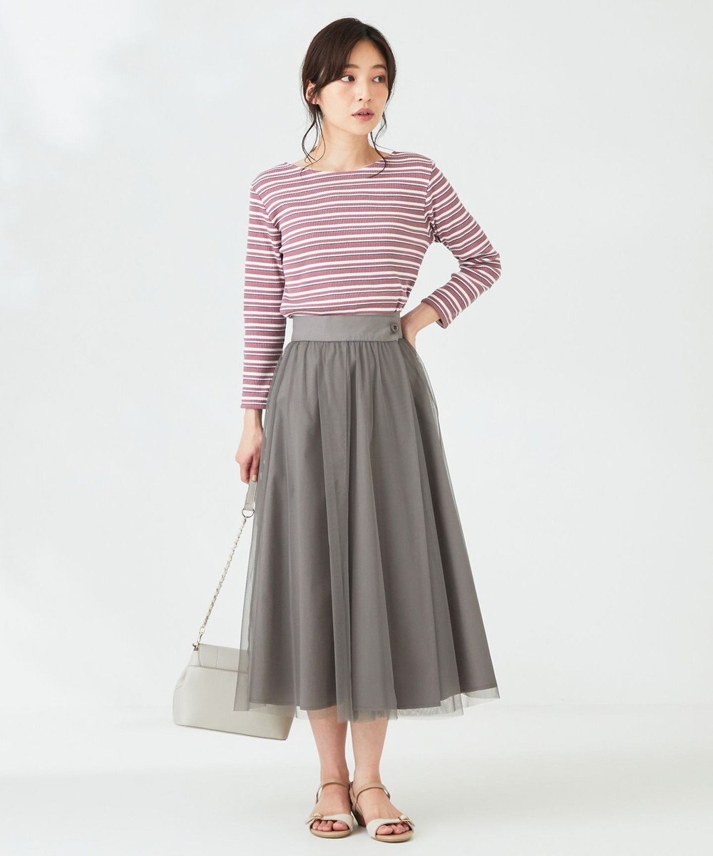 ANY SIS 【前後着用可】マルチボーダー2WAYテレコ カットソー 