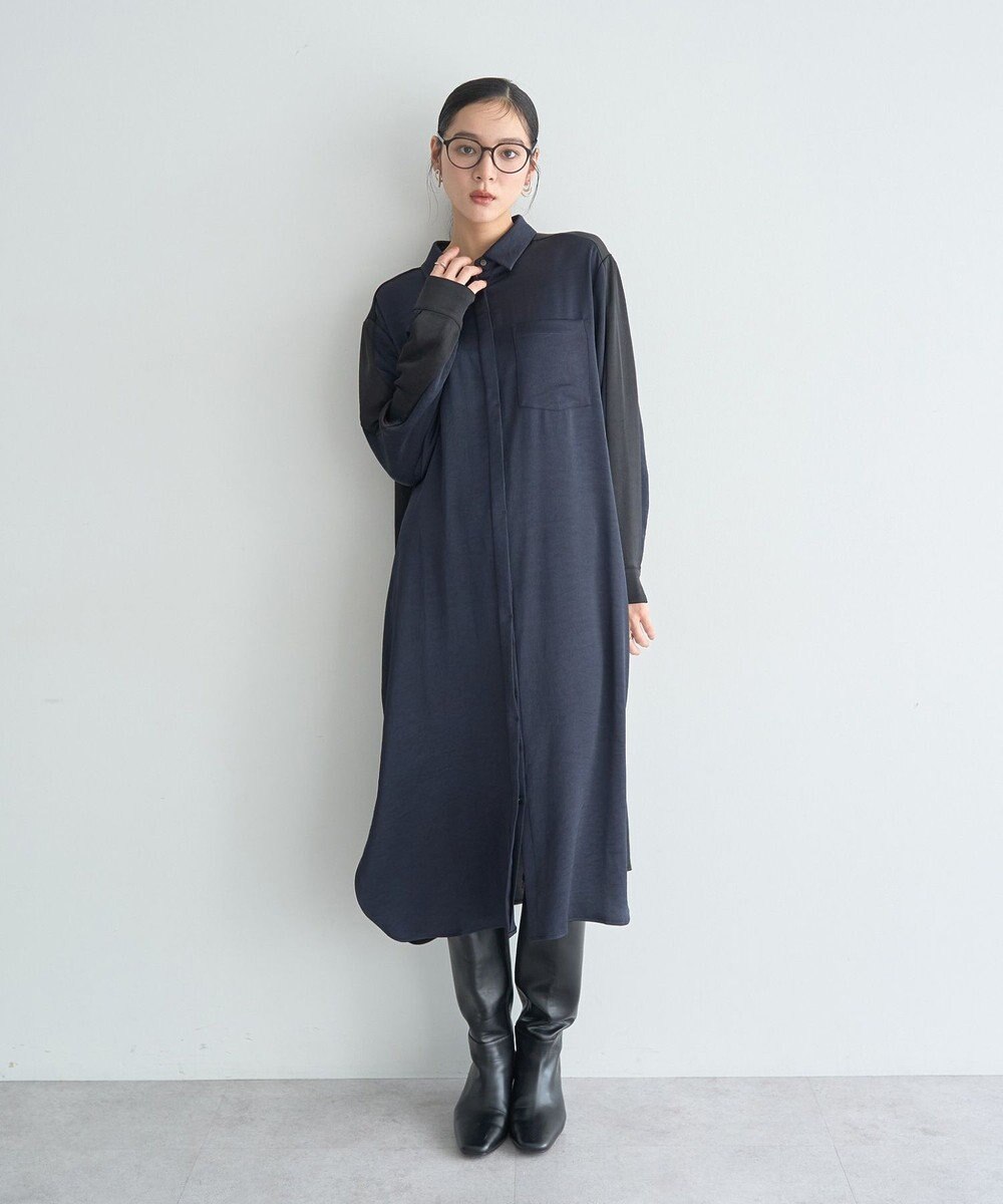 YECCA VECCA ヴィンテージサテンシャツワンピース 