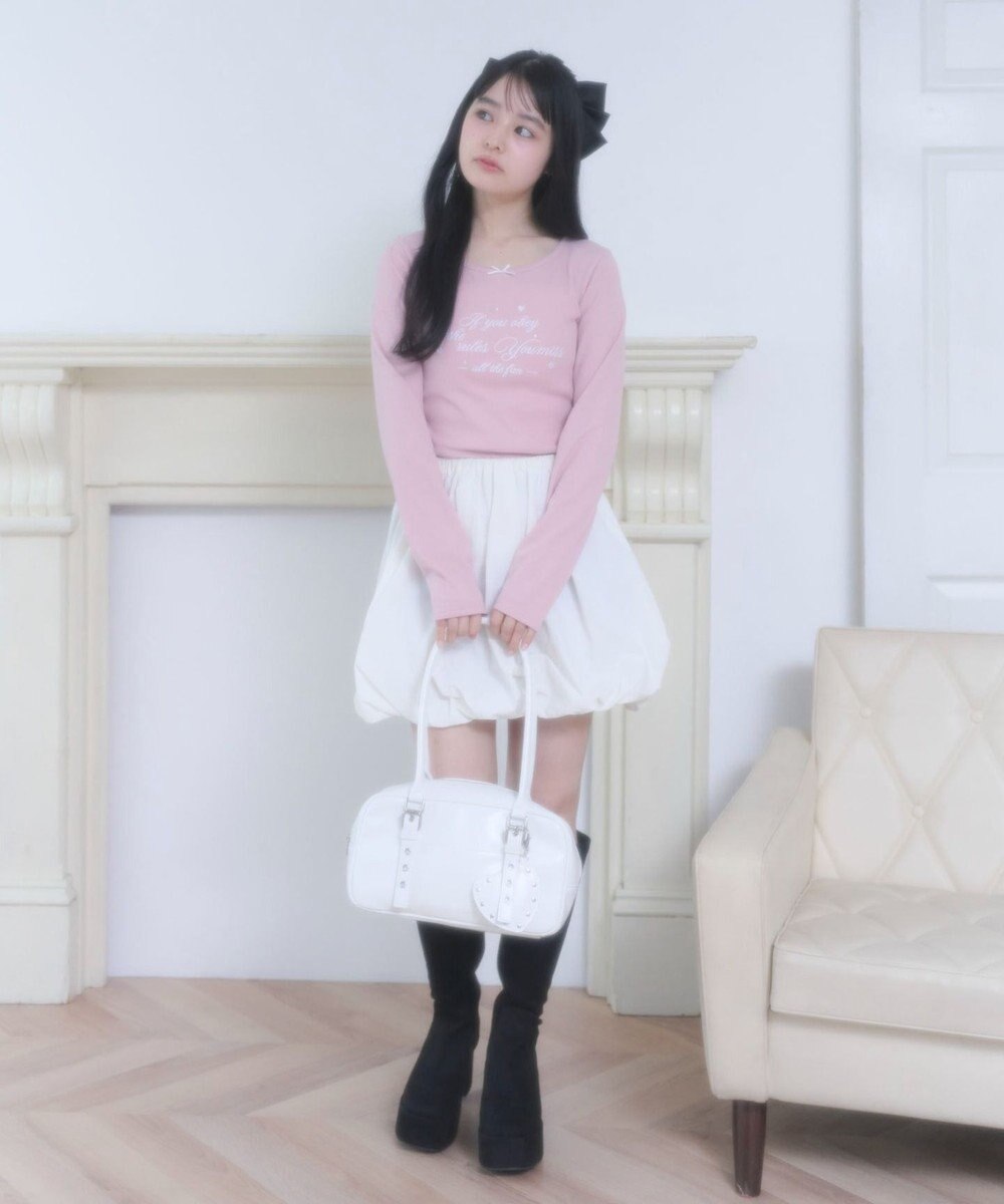 WEGO スタッズハートチャーム付きハトメボストン 