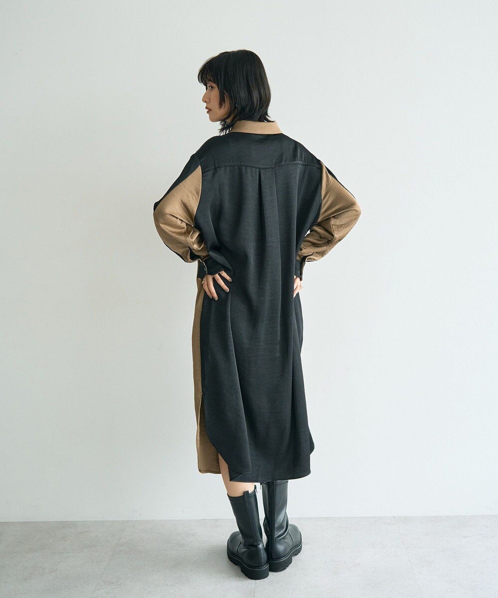 YECCA VECCA ヴィンテージサテンシャツワンピース 