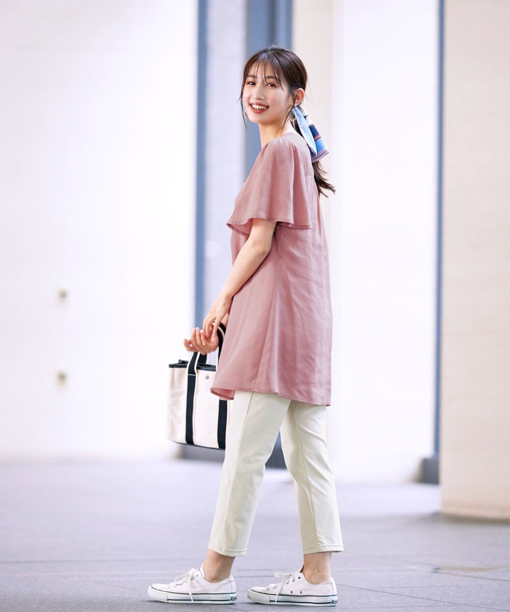 Tiaclasse L 【洗える】フレアスリーブチュニックブラウス 