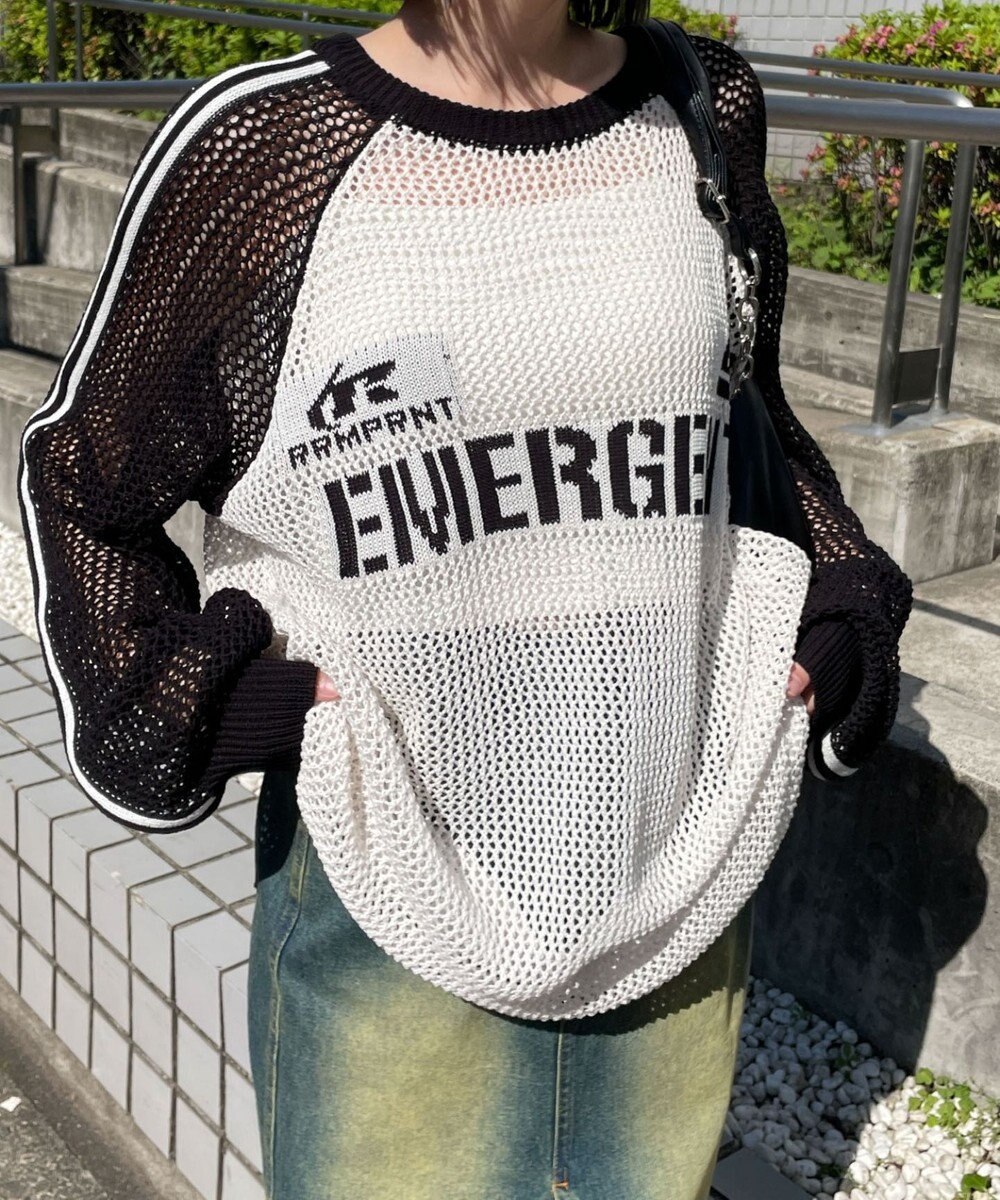 WEGO ラグランメッシュニットプルオーバー 