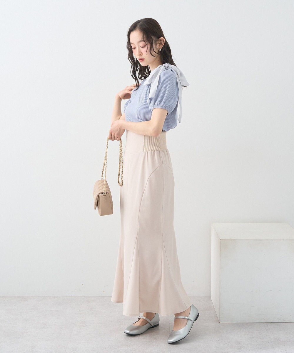 earth music&ecology アシメ肩リボンカットソー 