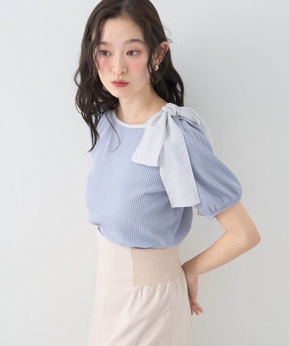 earth music&ecology アシメ肩リボンカットソー 