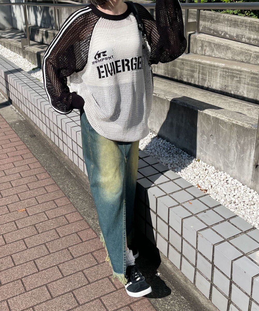 WEGO ラグランメッシュニットプルオーバー 