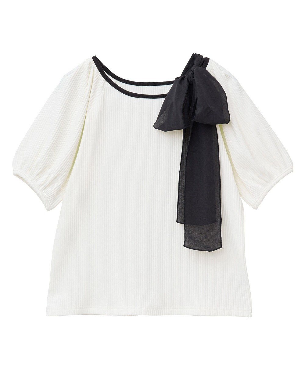 earth music&ecology アシメ肩リボンカットソー 