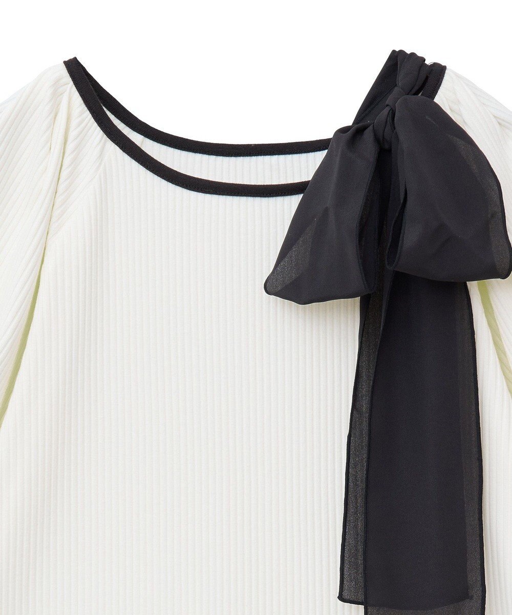 earth music&ecology アシメ肩リボンカットソー 