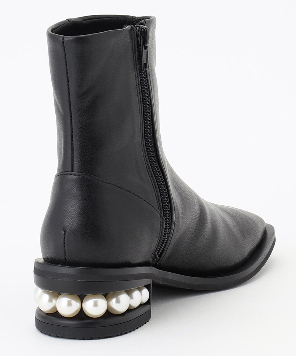 組曲 【23.5cm~24cm】パールヒールミドルブーツ 