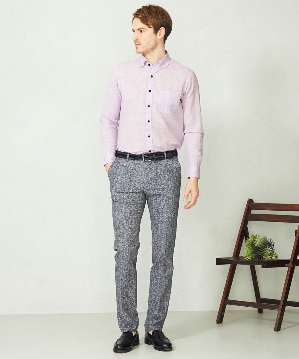 JOSEPH ABBOUD 【キングサイズ・カラー豊富/サステイナブル】リヨセルリネンサッカーシャツ 