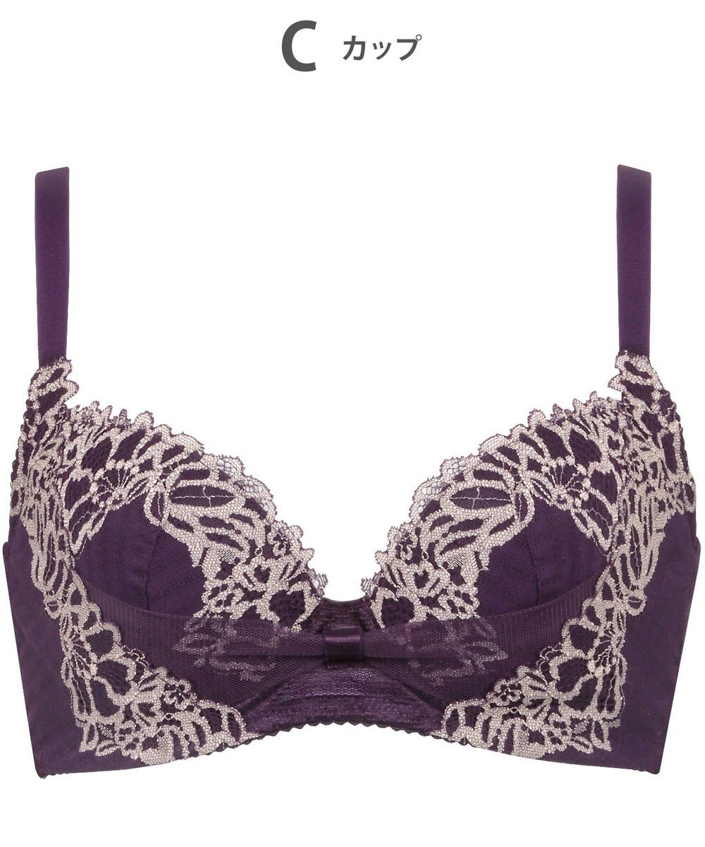 WACOAL 【リボンブラ 脇すっきり】 ブラジャー 脇高設計 着やせシルエット 谷間をメイクしてキープ Gカップまで対応 大きいサイズ レディース BRB433 /ワコール 