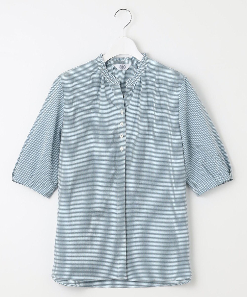 J.PRESS LADIES S 【洗える】アセVis ギンガム フリル襟 ブラウス 