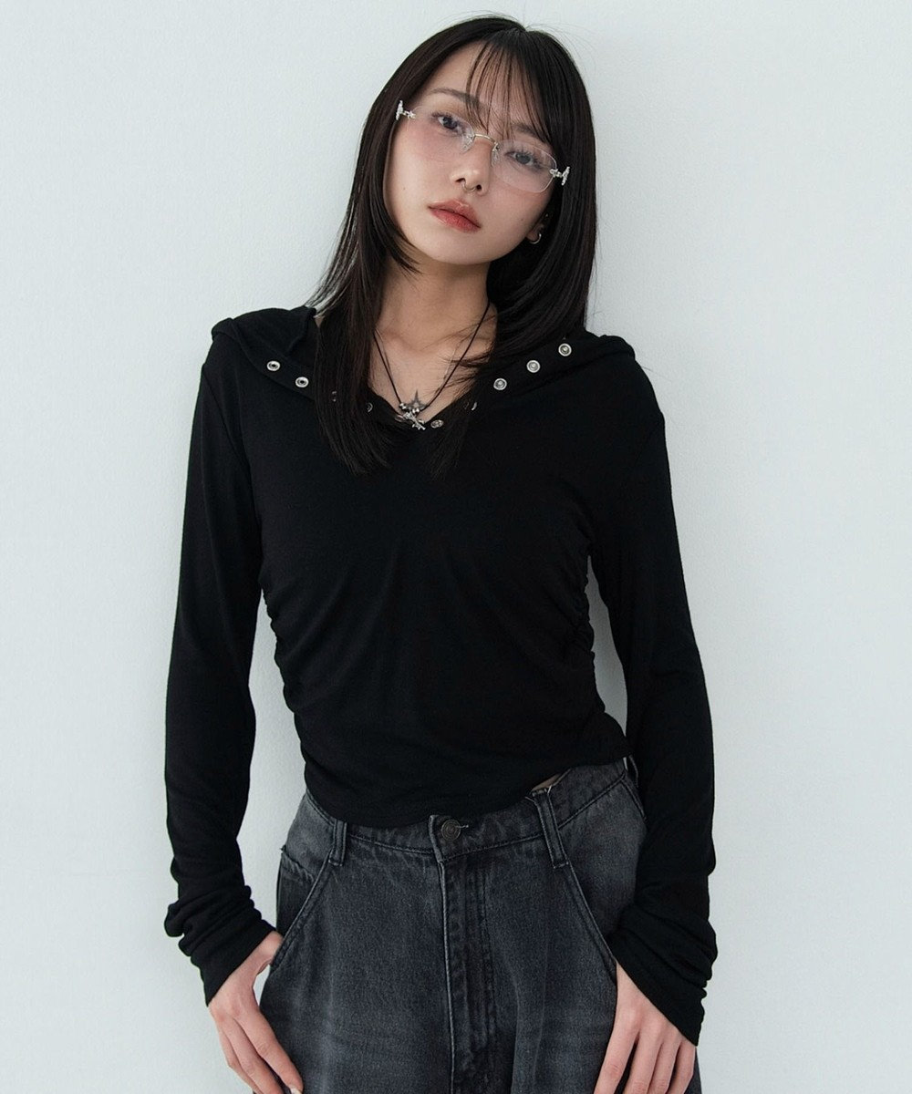 WEGO ヘンリーネックフードロンT 