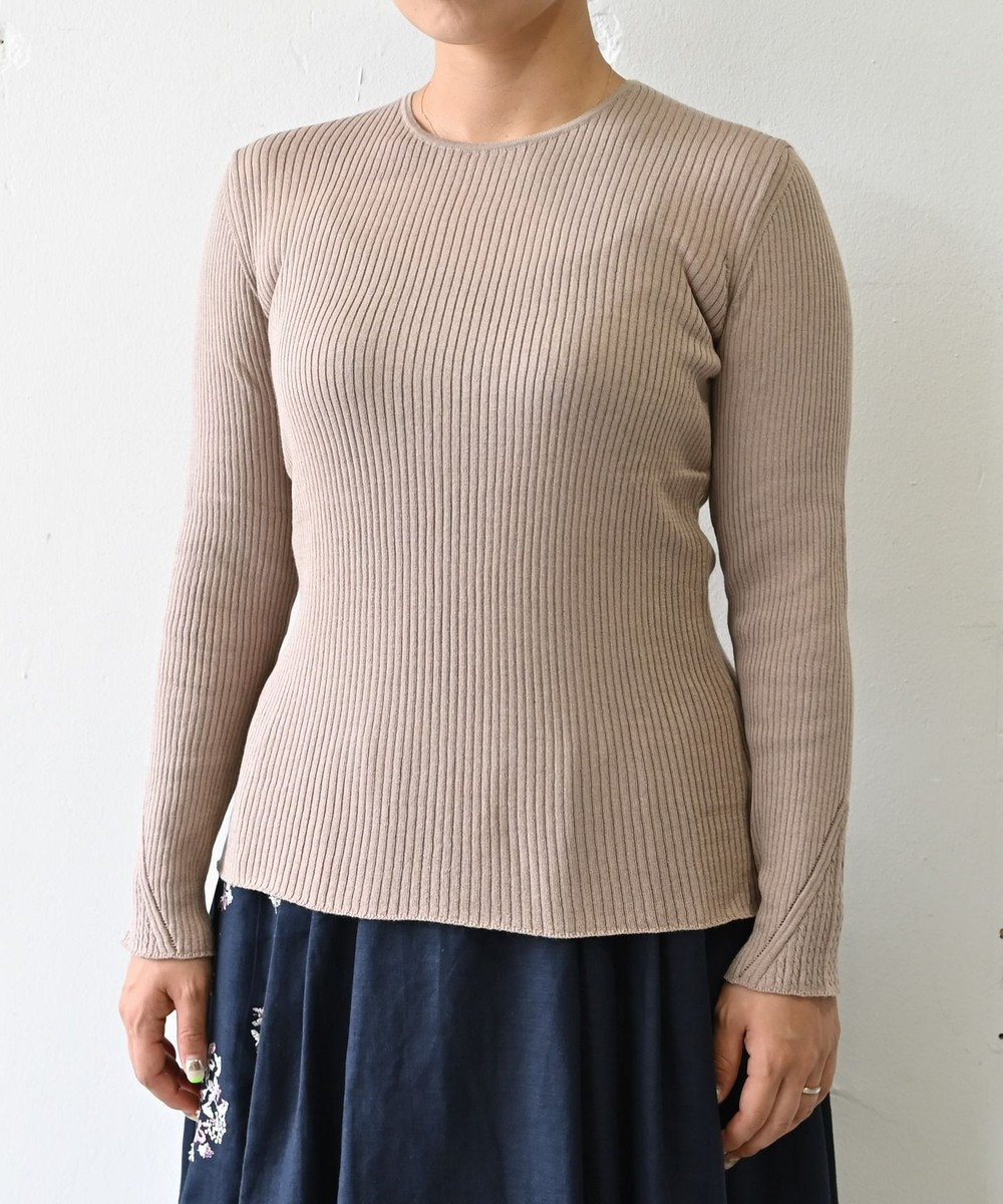 muuc 〈高品質シルク＆スーピマ超長綿〉〈洗えるニット〉〈通年着られる〉袖口模様編み プルオーバー 