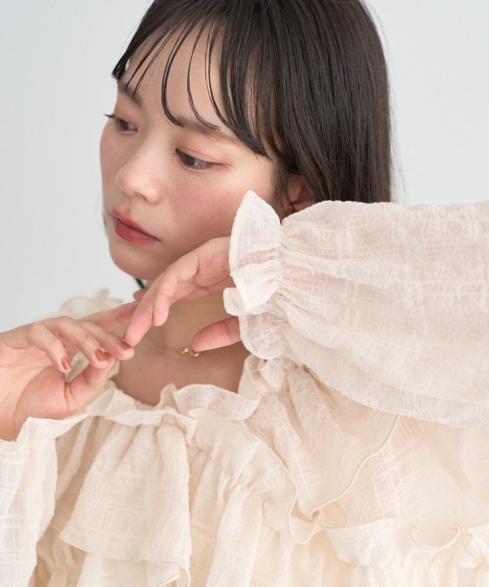 earth music&ecology シアーチェック2wayオフショルブラウス 