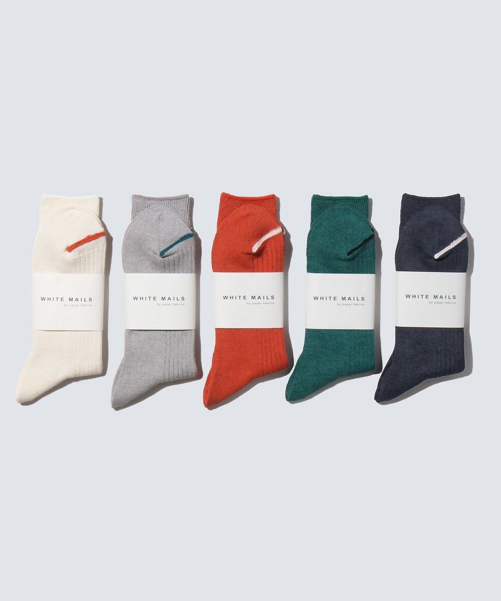 WHITE MAILS PAPER RIB CREW SOCKS ソックス 