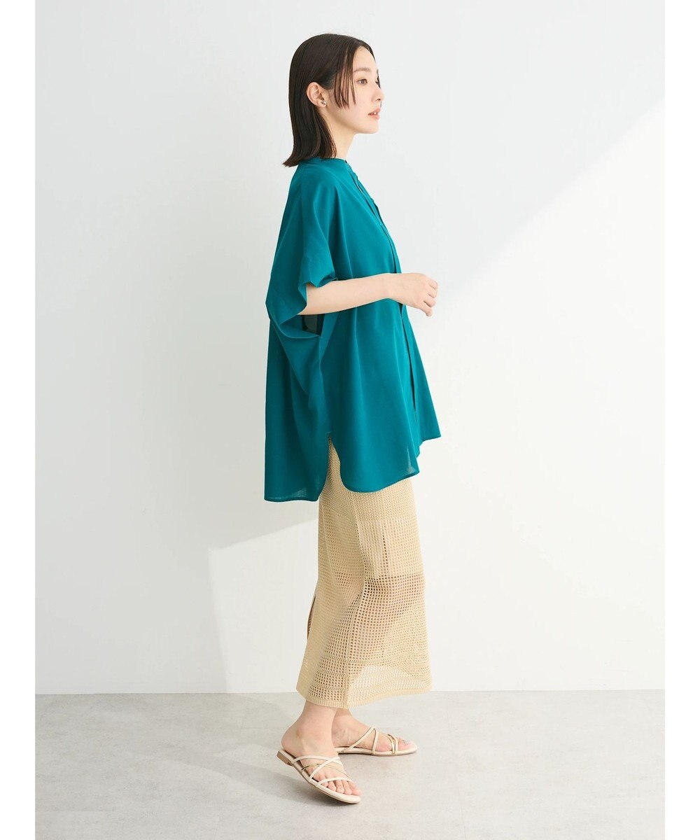 Green Parks 綿麻混ポンチョ風シャツ 