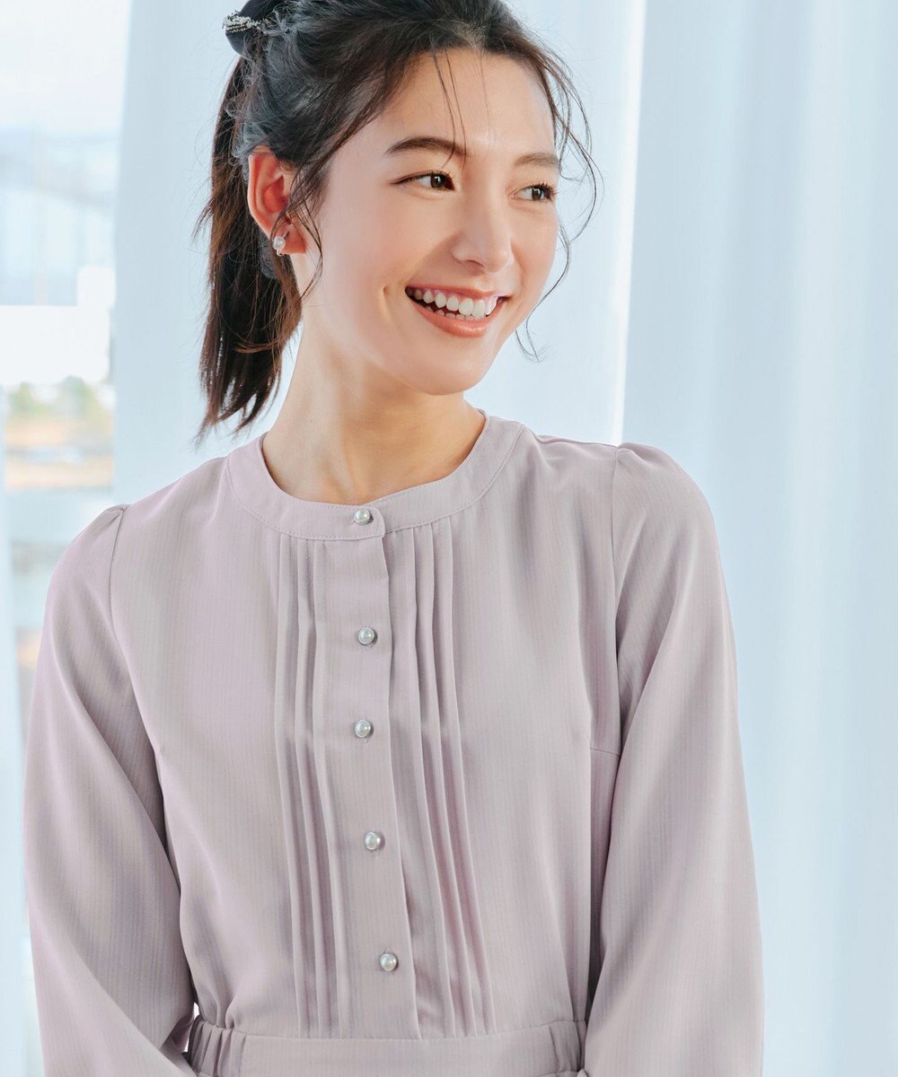 Tiaclasse 【新色追加・洗える】パールボタンプリーツワンピース 