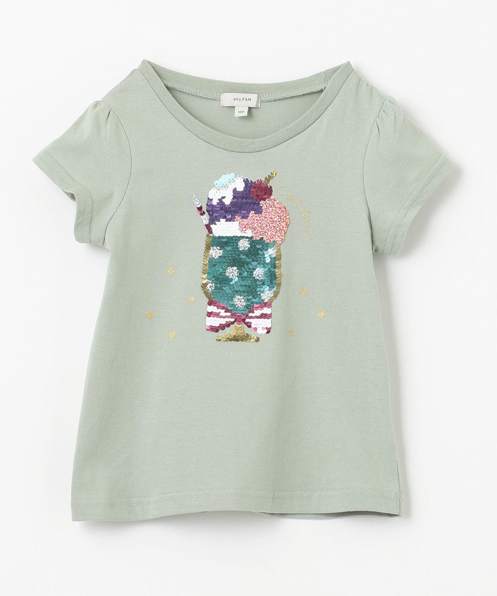 ANY KIDS 接触冷感スパンコールTシャツ 