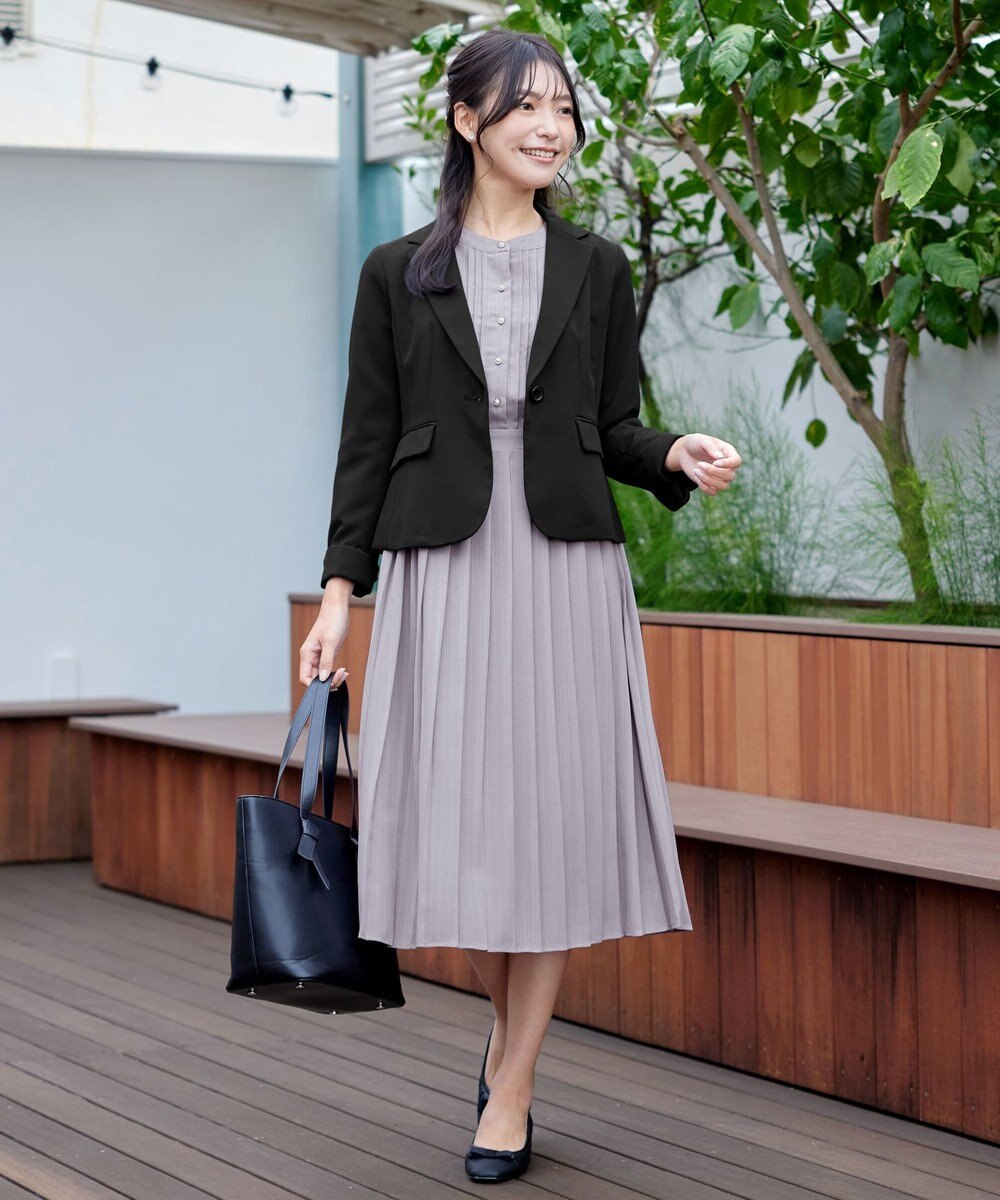 Tiaclasse 【新色追加・洗える】パールボタンプリーツワンピース 