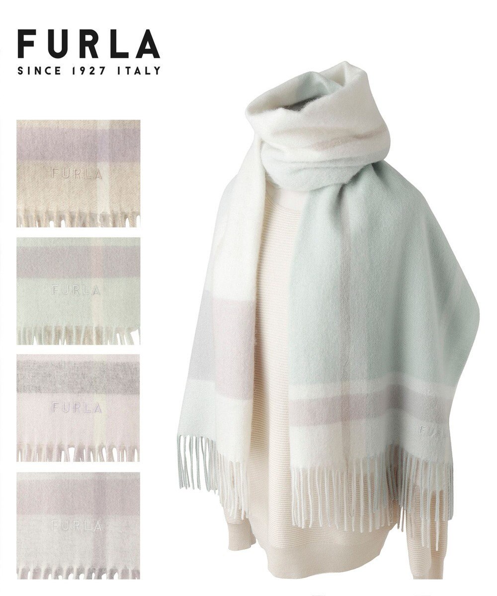 MOONBAT FURLA ウール超大判ブロックチェックラメストール/幅70cm 