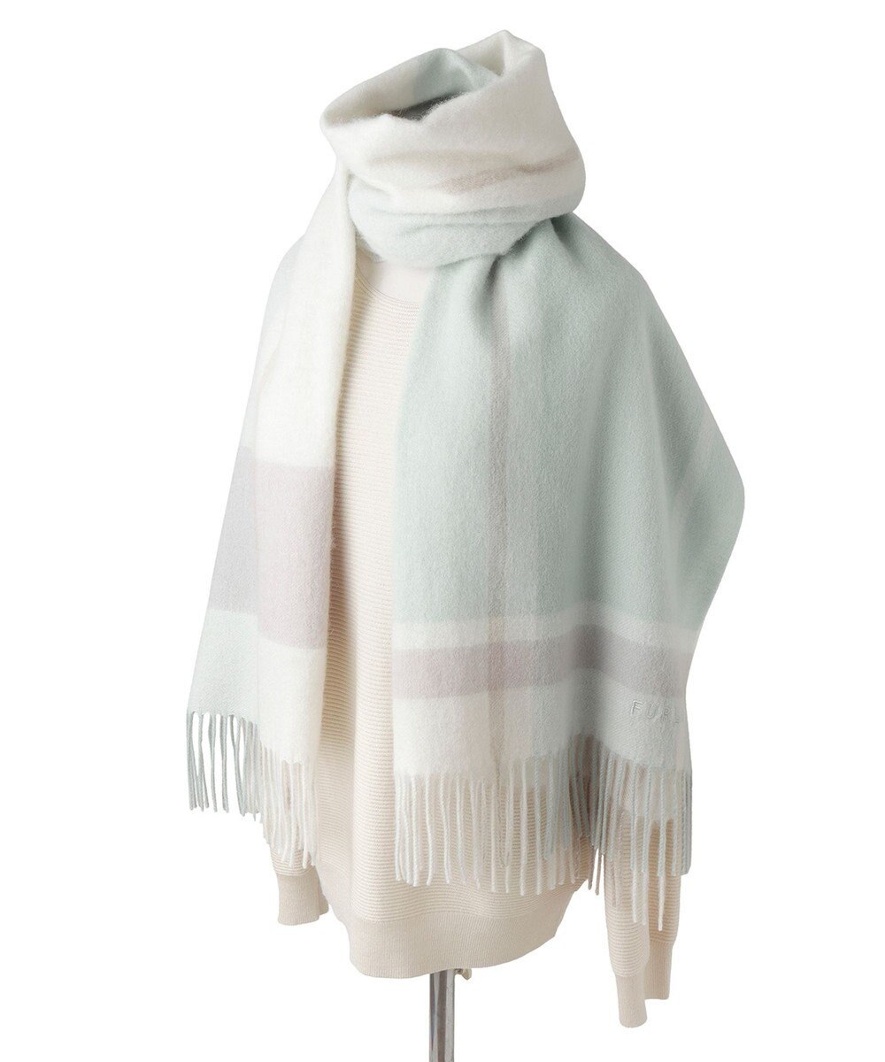 MOONBAT FURLA ウール超大判ブロックチェックラメストール/幅70cm 