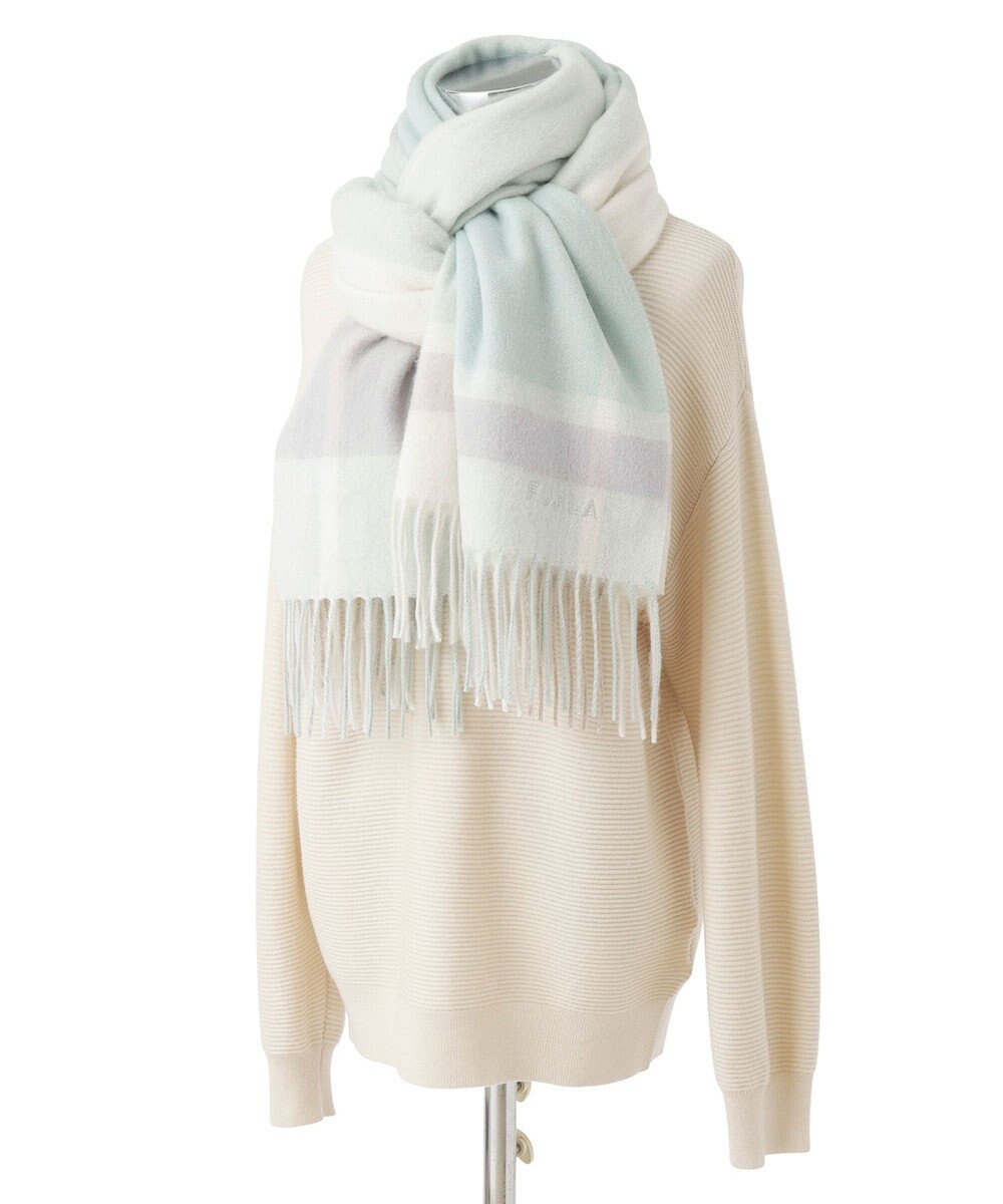 MOONBAT FURLA ウール超大判ブロックチェックラメストール/幅70cm 