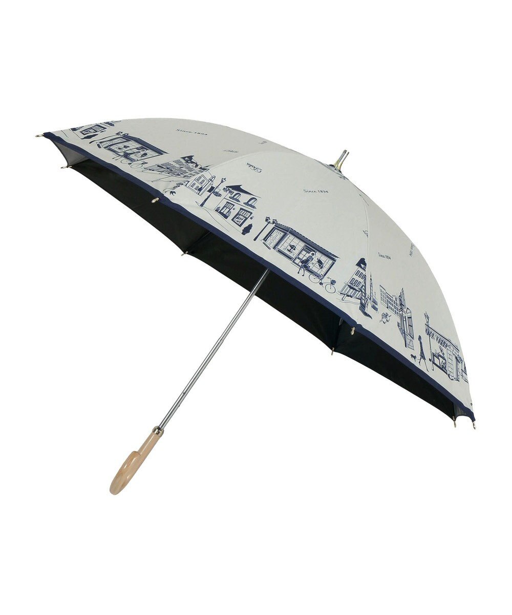 MOONBAT DAKS(ダックス) 晴雨兼用日傘 長傘 街並み フワクール生地使用 ホワイト