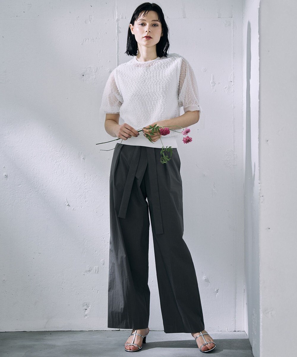 自由区 【カトリエムブーケ】Expression delicate ドットシアー・リボンスリーブトップス 