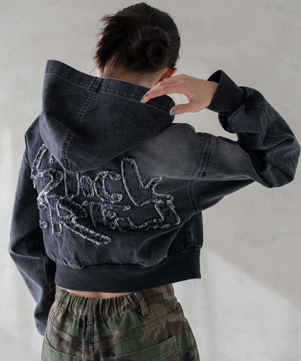 WEGO ヴィンテージウォッシュショートフードブルゾン 