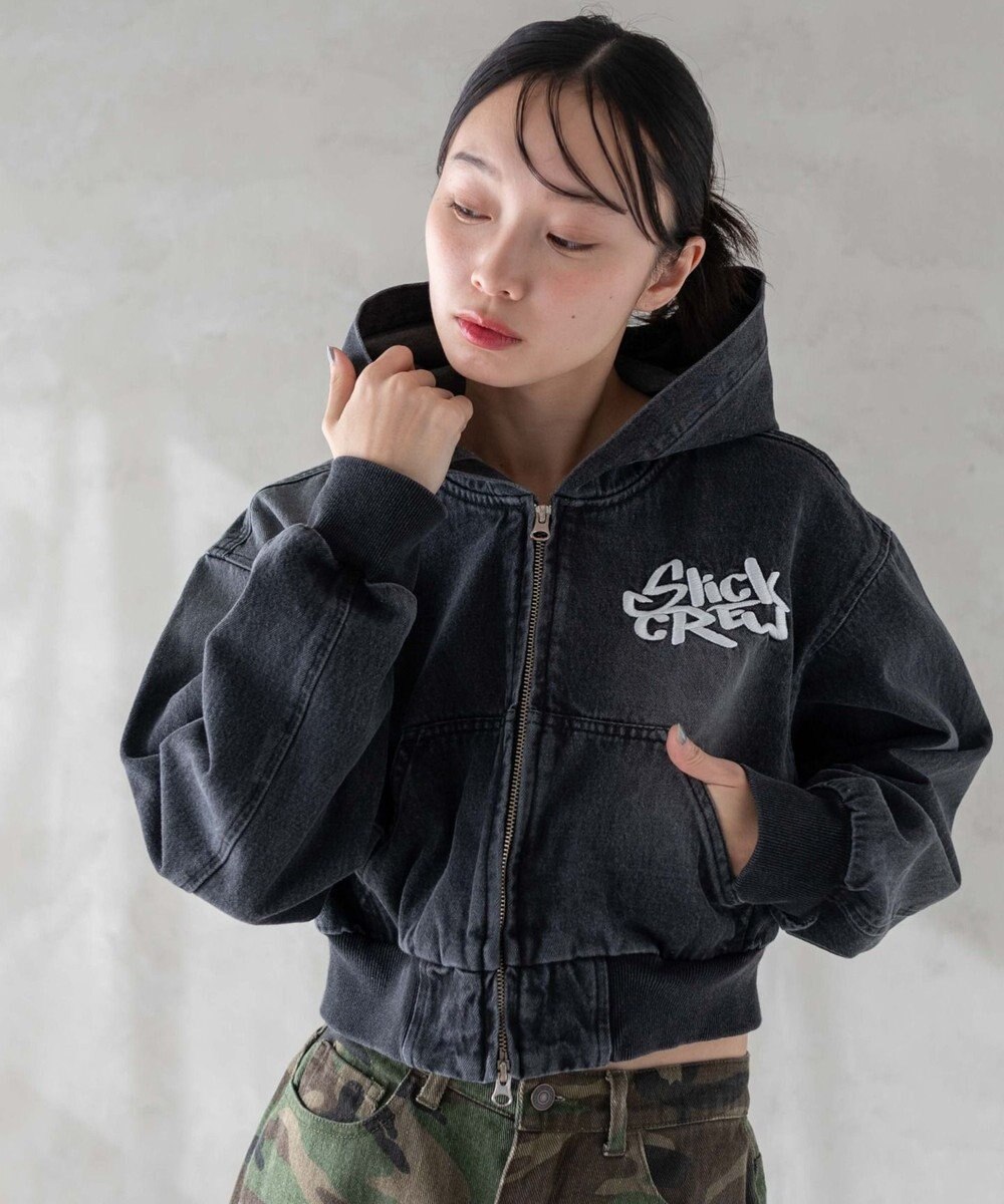 WEGO ヴィンテージウォッシュショートフードブルゾン 