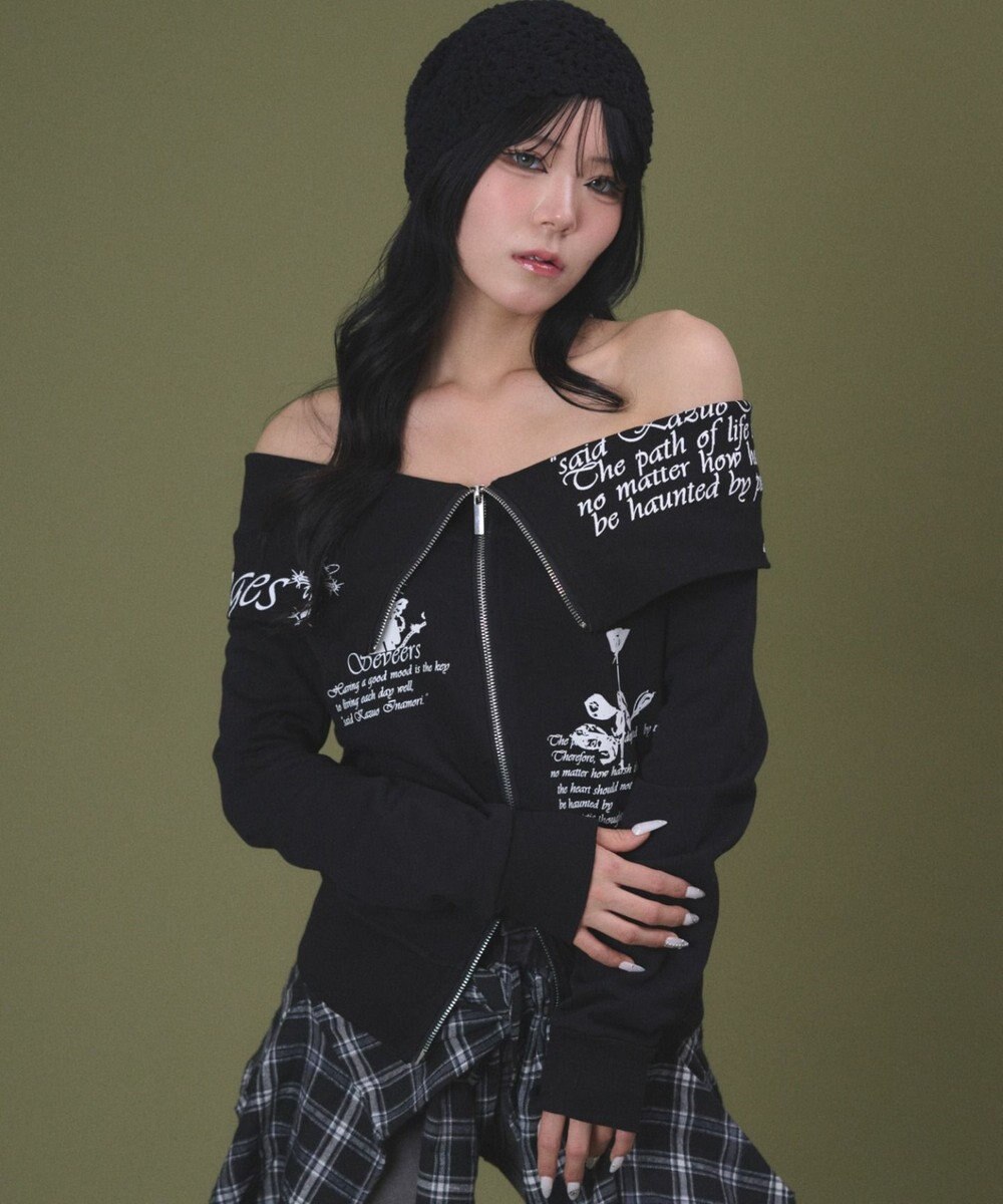 WEGO オフショルグラフィックスウェット 