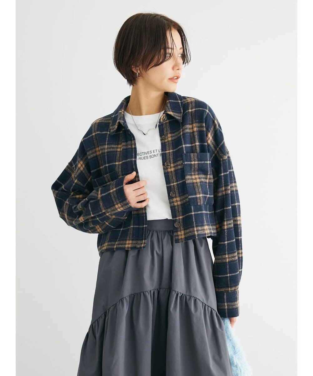 Green Parks ・ＥＬＥＮＣＡＲＥ　ＤＵＥ　シャギーチェックショートシャツ 