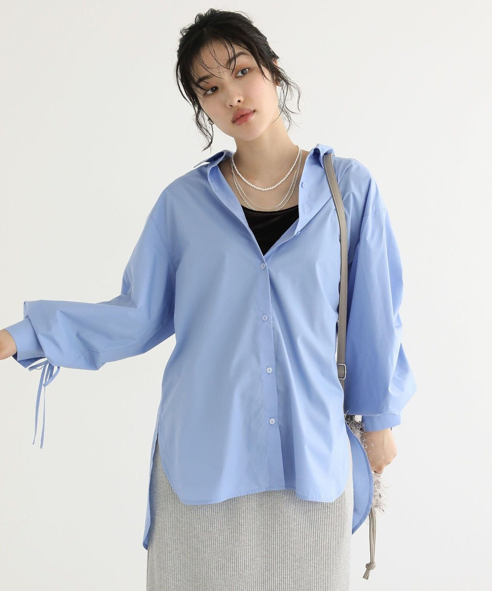 Green Parks イージーケア袖シャーリングシャツ 