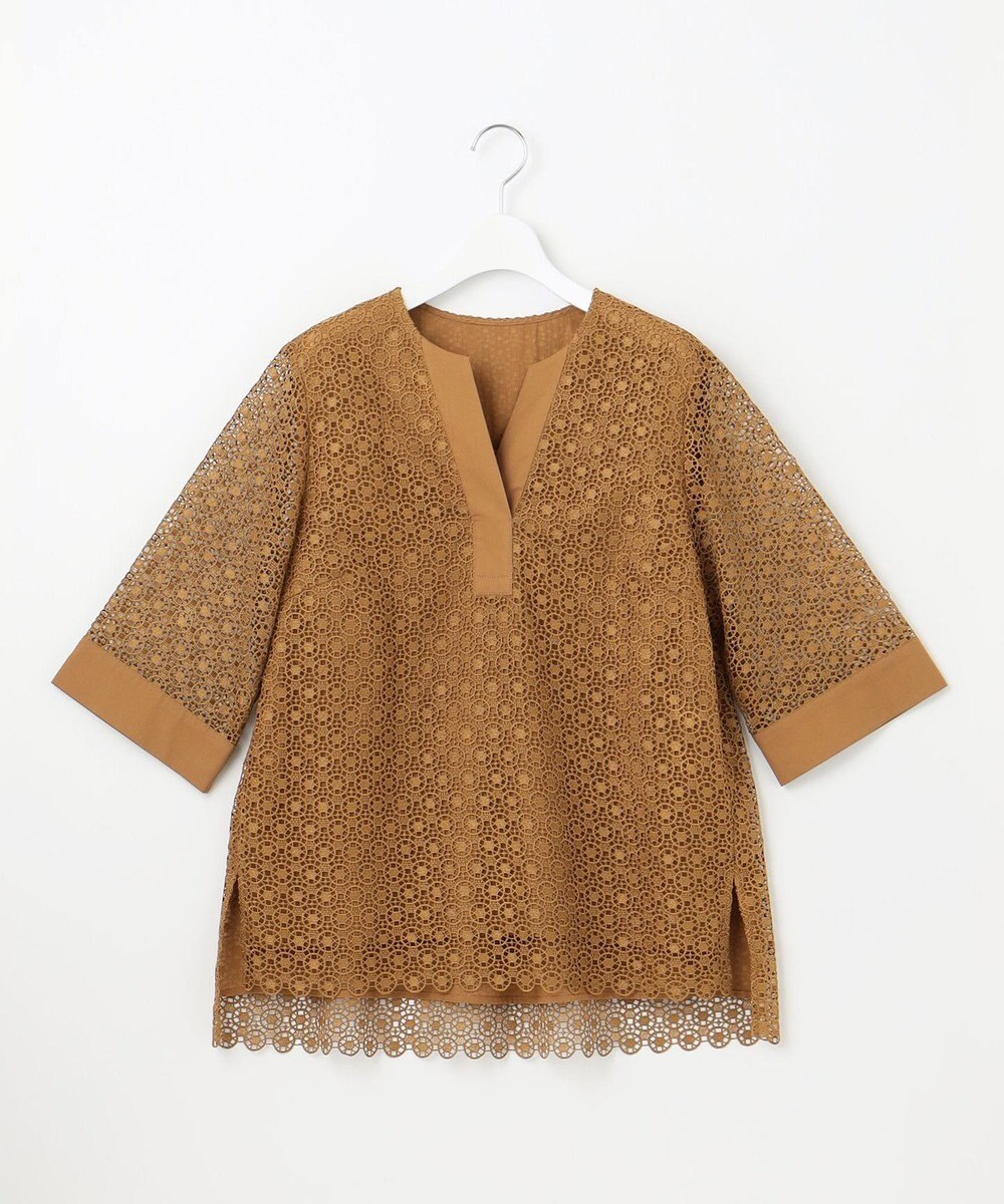 自由区 【洗える】ジオメトリックフラワーレースプルオーバー ブラウス 