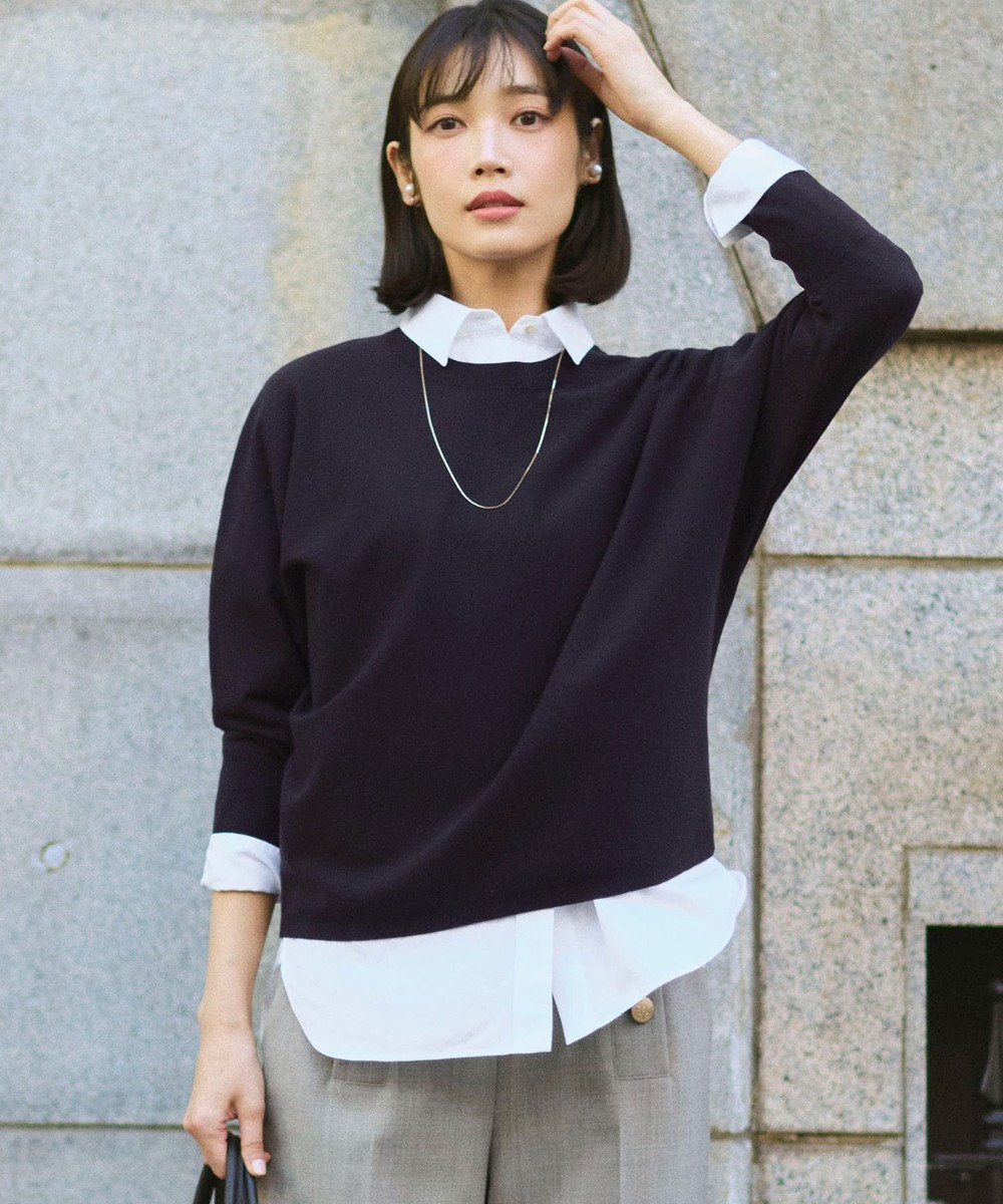 23区 ネオコンフォートストレッチ ドルマン ニット 