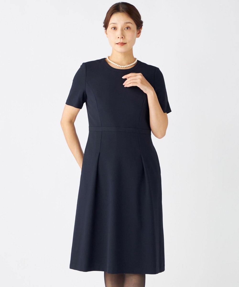 自由区 FORMAL 【お受験/セレモニーに】濃紺洗える/ストレッチワンピース+ジャケット 