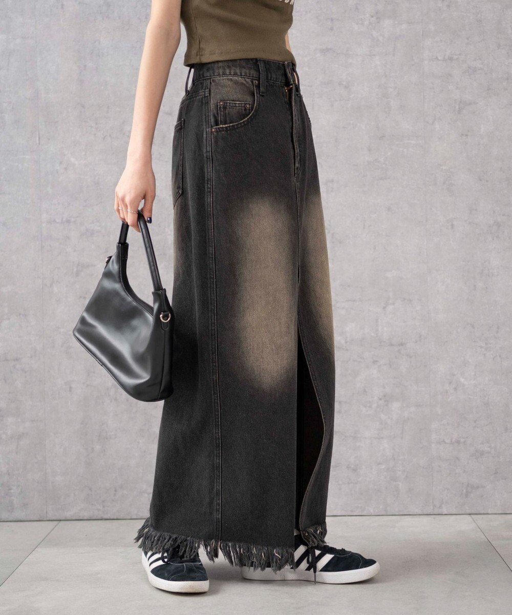 WEGO ヴィンテージウォッシュデニムロングスカート 