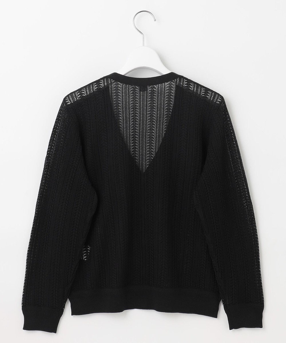 J.PRESS LADIES L 【洗える・抗菌防臭】コットンアセテート Vネック レーシー カーディガン 