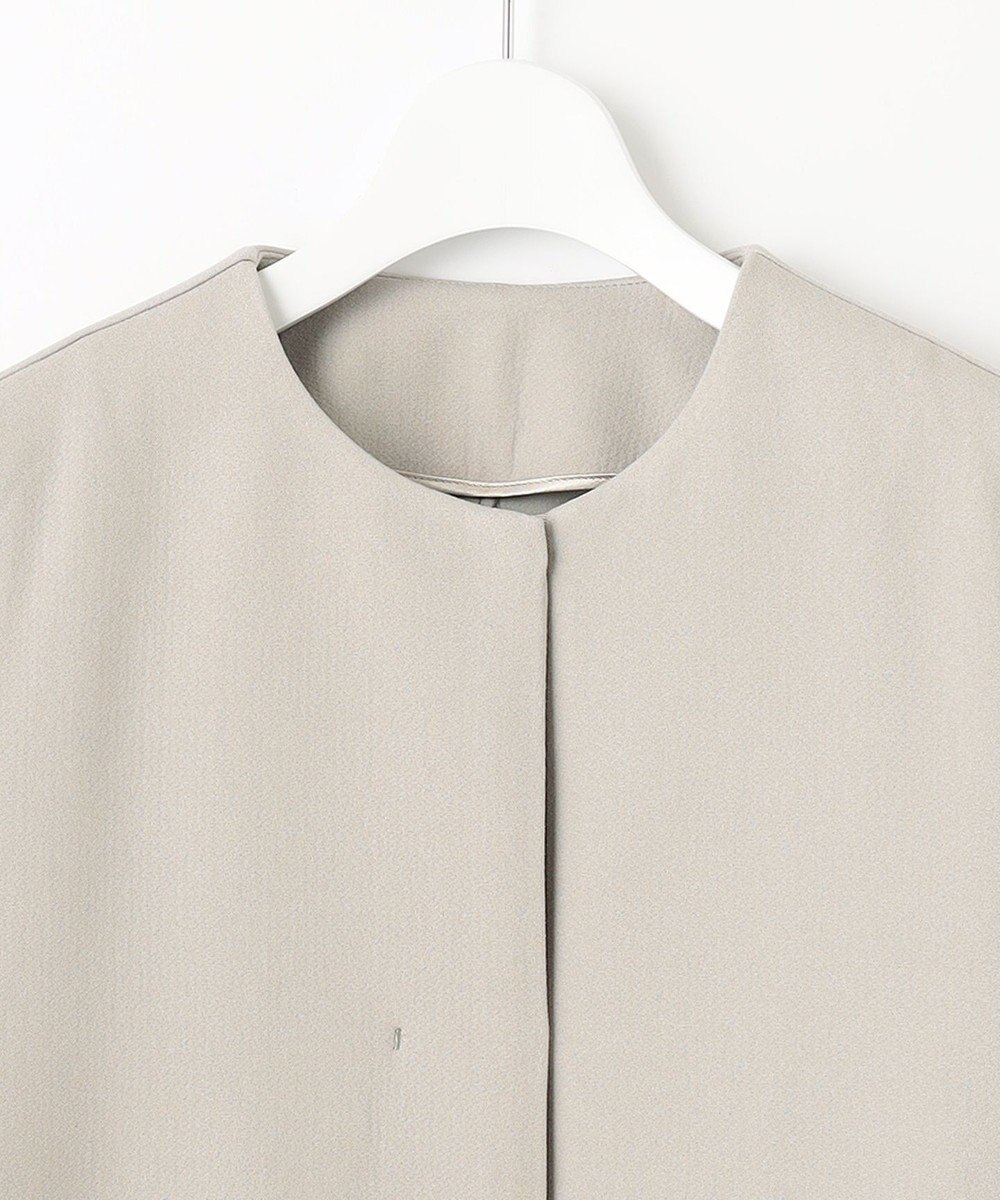 自由区 【XSサイズ～/洗える】ライトダブルクロス ノーカラージャケット 