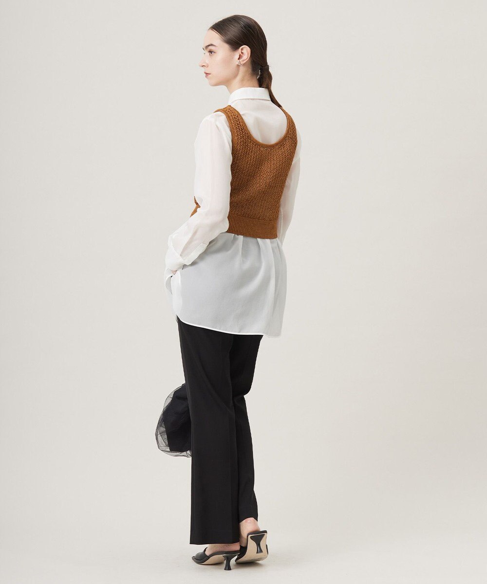 ICB L 【洗える】 シャインポリエステルクロッシェ ニットベスト 