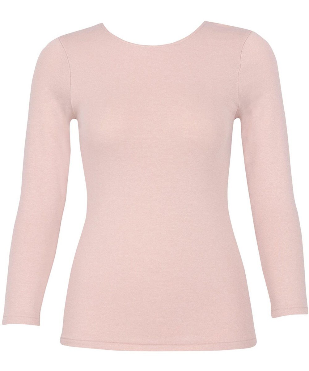 Wing あったかインナー 綿混 裏起毛 厚手 よく伸びる素材 【ラクのびサーモ】 8分袖 長袖 ネックせまめ 秋 冬 EL6914 ウイング／ワコール 