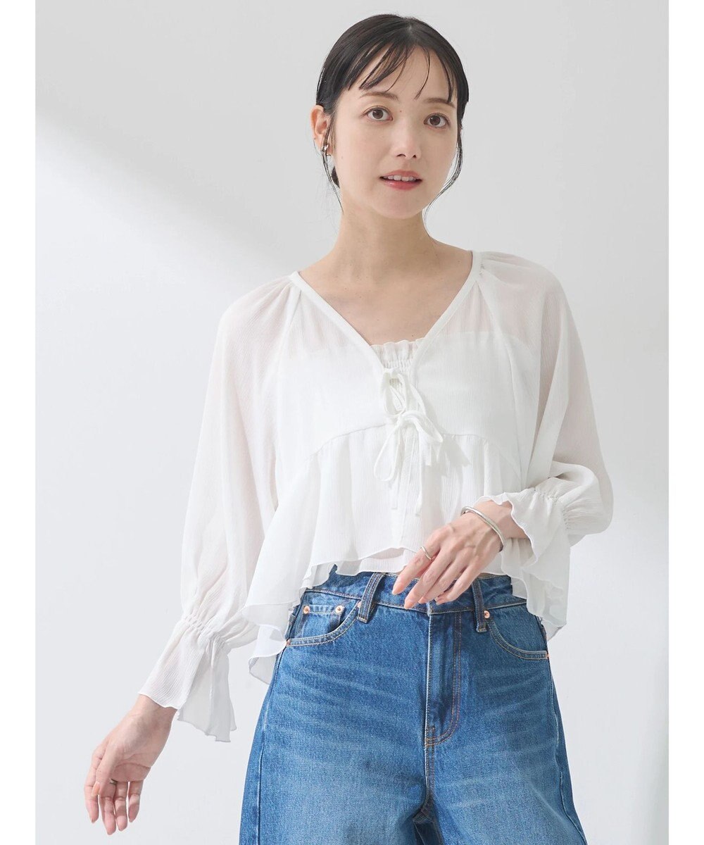 earth music&ecology ＳＥＴ２点キャンディースリーブブラウス＋インナー 